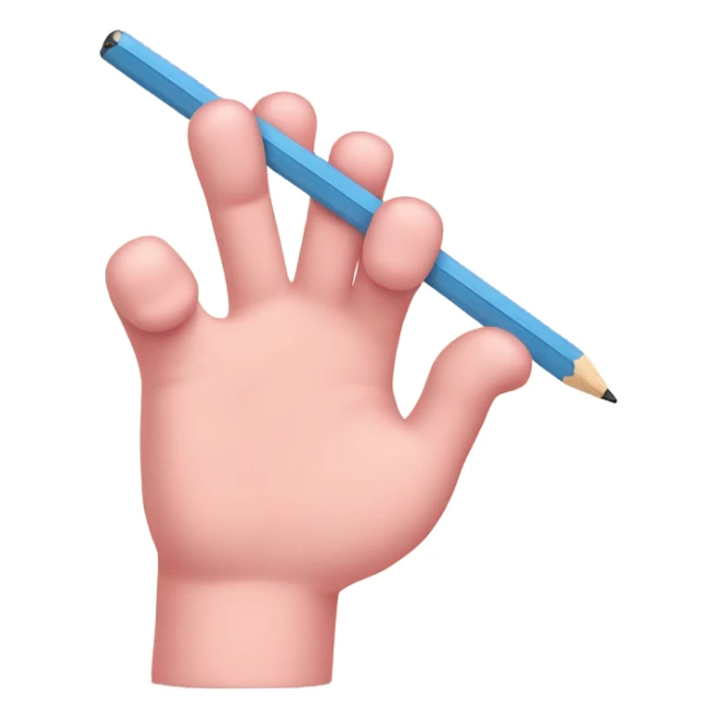 A hand with thumb and little (pinky) finger extended, making a traditional phone-like shape writing with pencil  sticker
