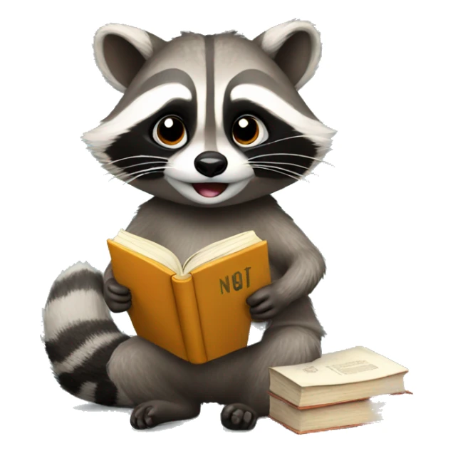 raccoon with book sticker