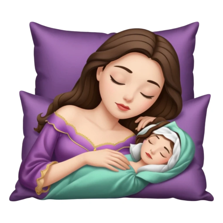 sleeping beauty brunette white girl with a silk pillow sticker