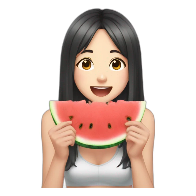 anime girl eating watermelon sticker