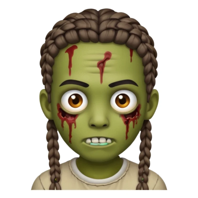 can you make an boy zombie emoji with small stitch braids and a eyebrow piercing on his right eyebrow and a diagonal eyebrow piercing on his left eyebrow sticker