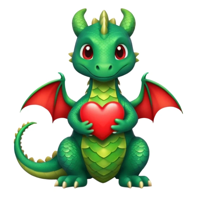 cute little dragon holding a heart sticker