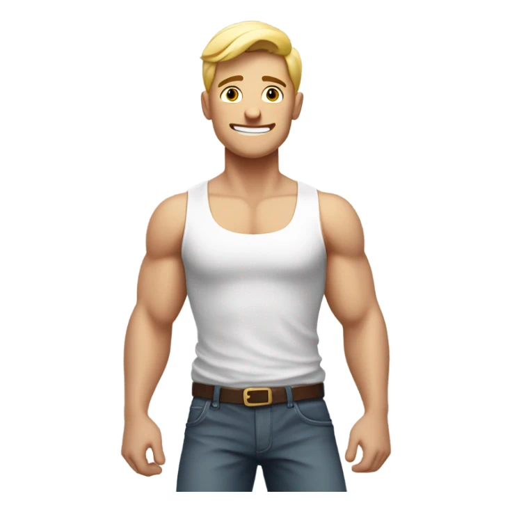 white young muscle man with his hands behind his head in a relaxed pose sticker