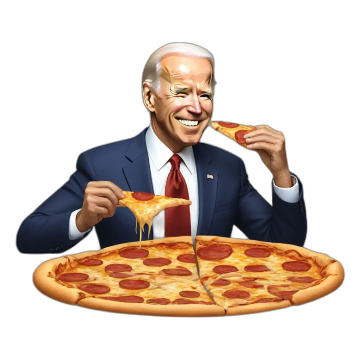 biden eating pizza sticker