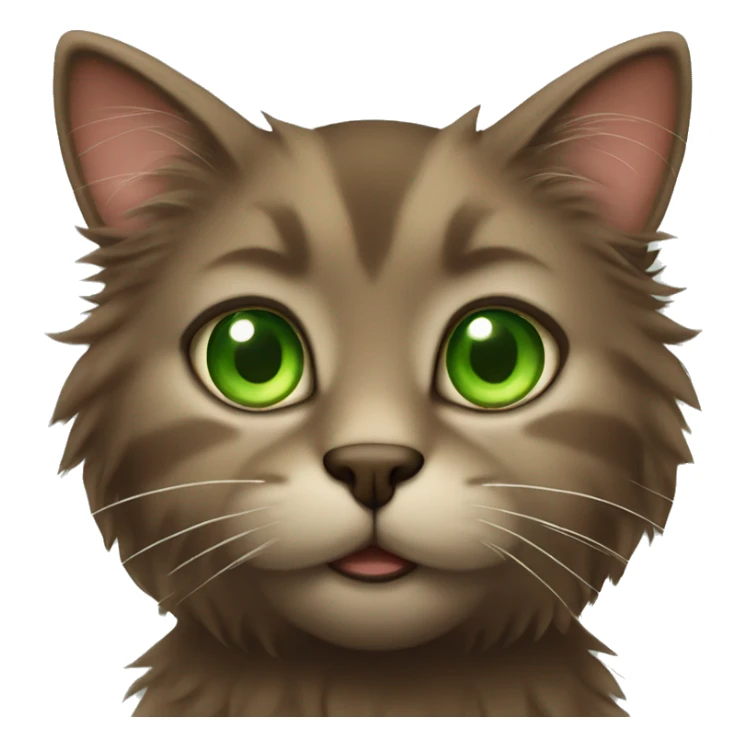 fluffy brown cat green eyes  sticker