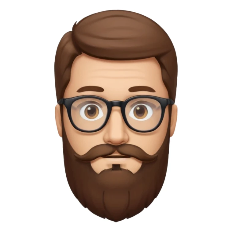 HOMME CHEVEUX BRUN LONGUE BARBE LUNETTE sticker