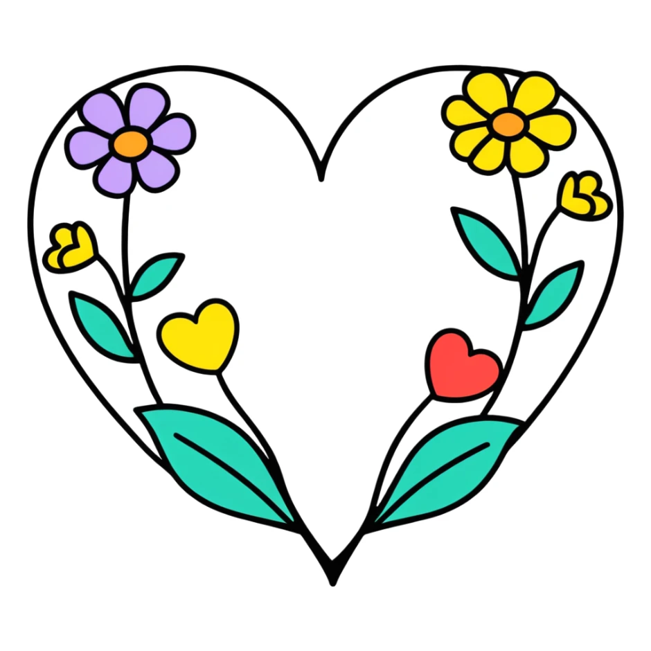 Get well soon. With hearts and flowers  sticker