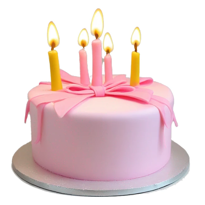 Coquette bow light pink birthday cake with candles sticker