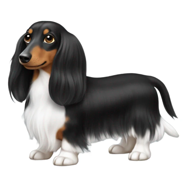 white and black long haired dachshunds  sticker