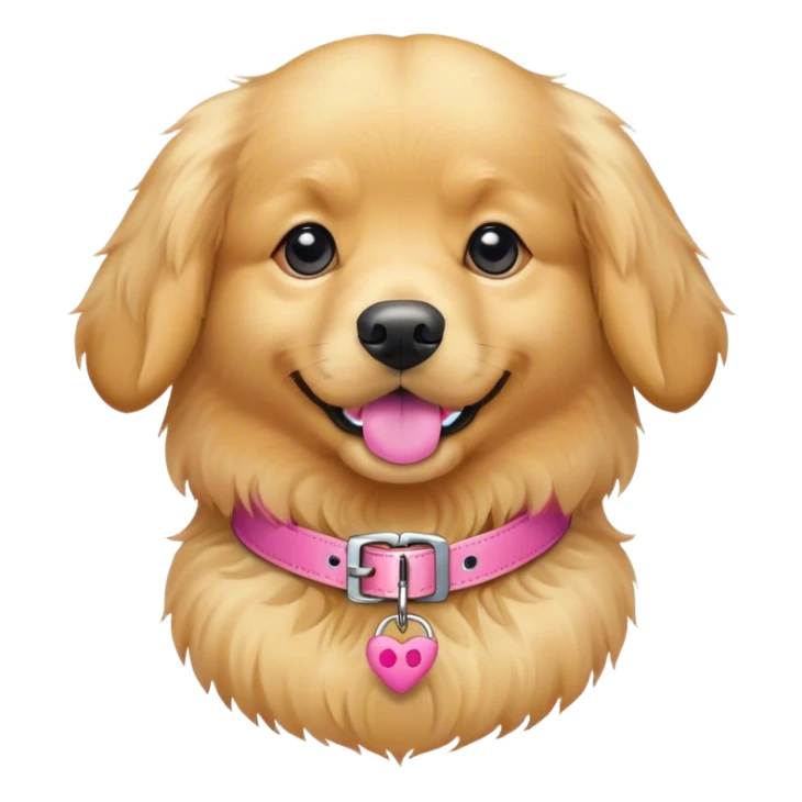 golden retriever wearing pink dog collar sticker