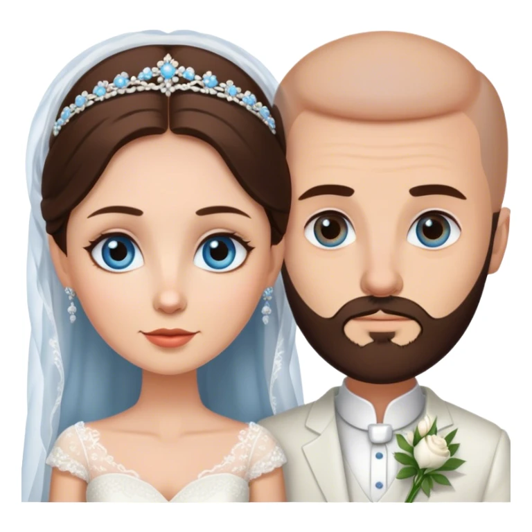Brunette brown eyed bride bald bearded blue eyed husband sticker