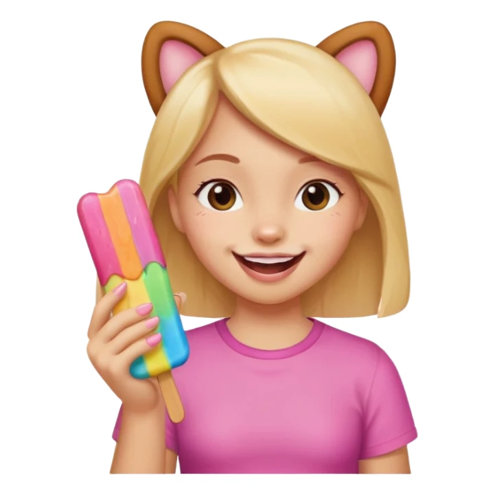 Girl eating paw popsicle sticker