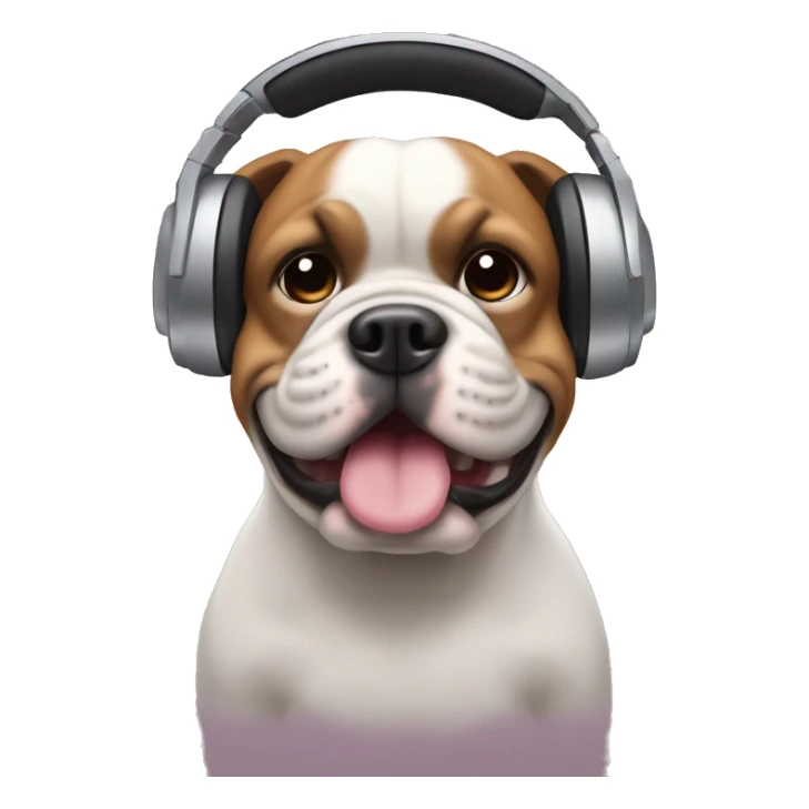 frech buldog with headphones sticker