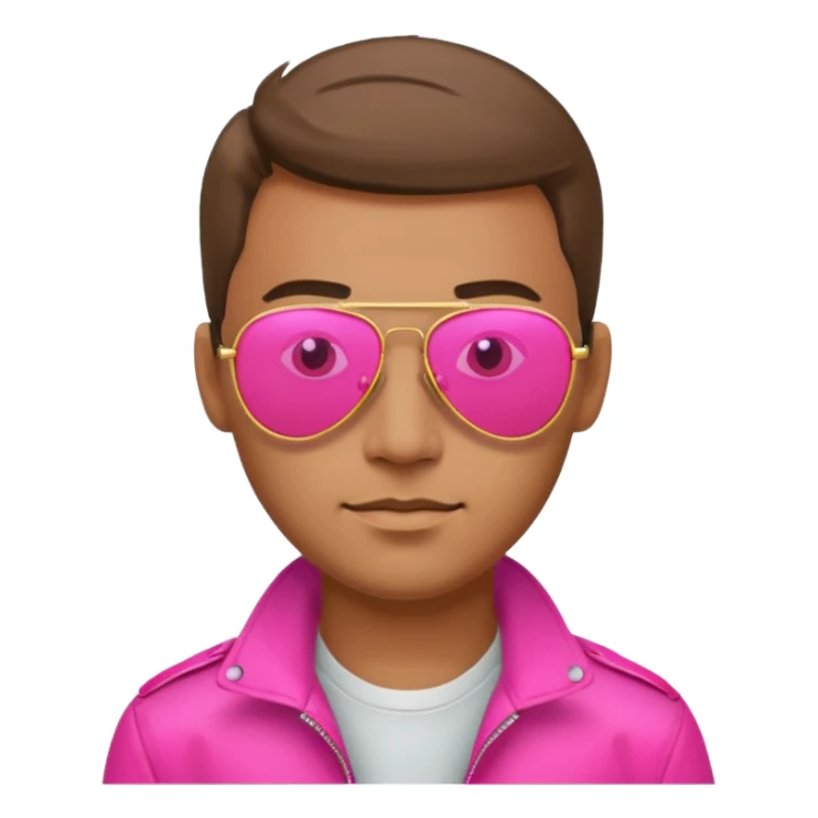 man wearing reflective neon pink aviator sunglasses sticker