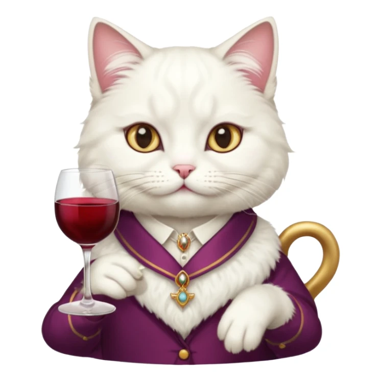 Fancy white cat with a cup of wine sticker
