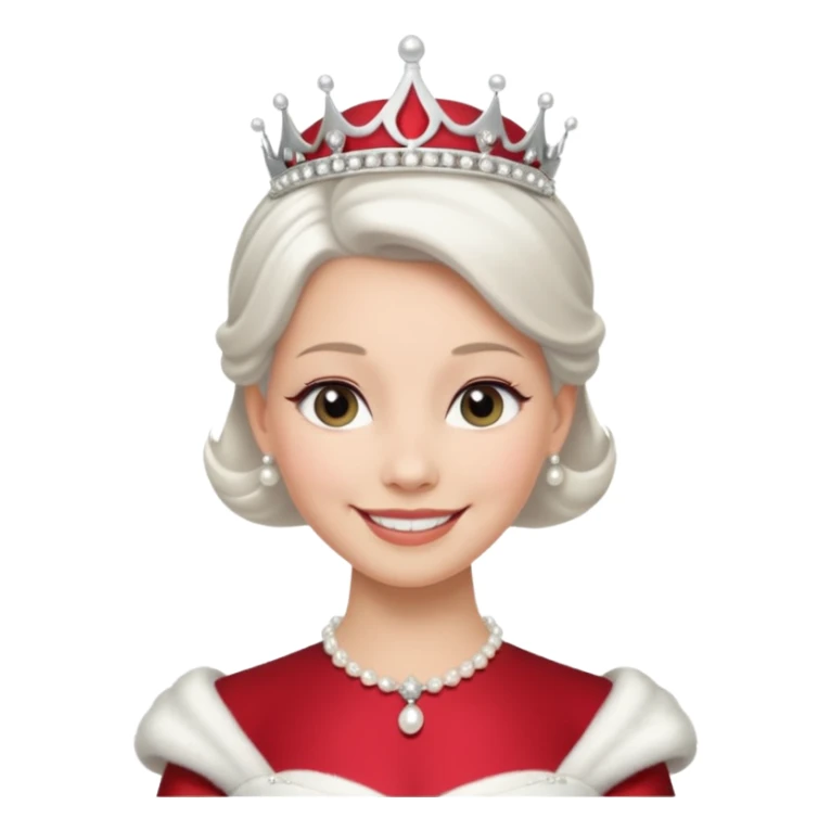 Queen with white bun hair – silver tiara, pearl necklace, elegant gown sticker