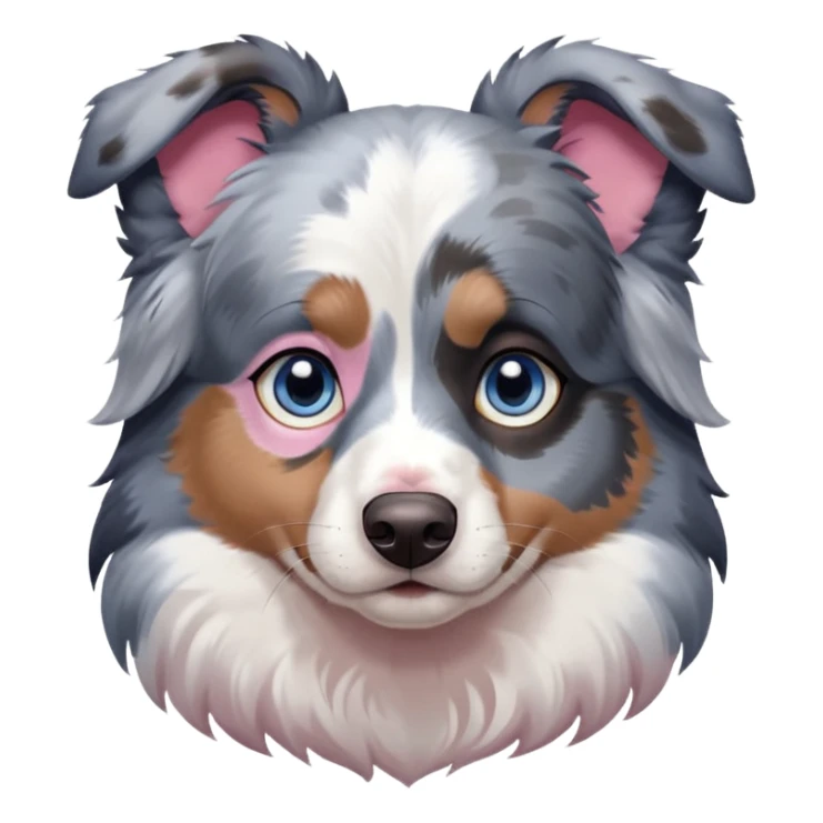 blue merle australian shepherd - one blue eye/one brown eye - pink on nose  sticker