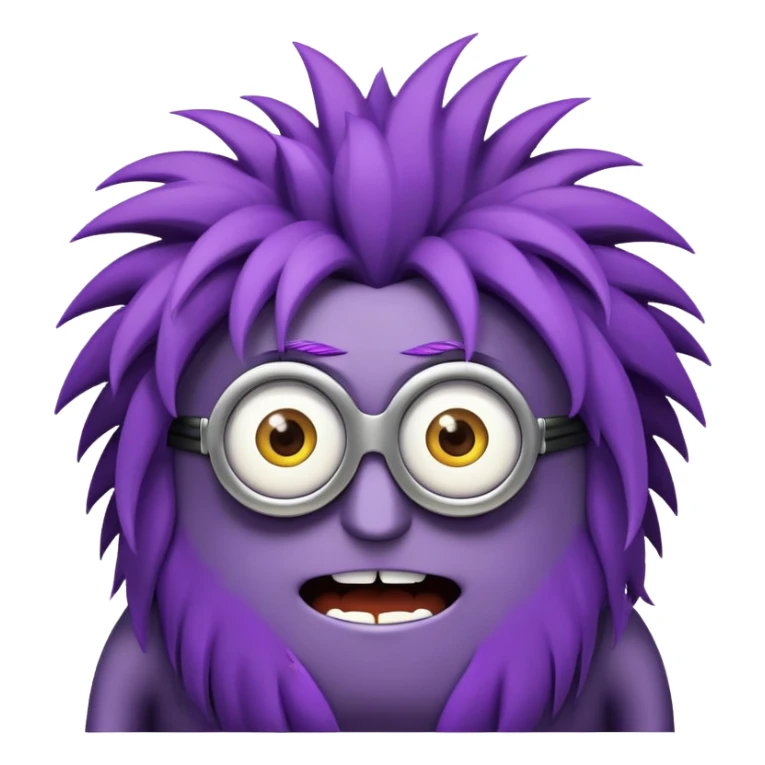 purple minion with wild hair sticker