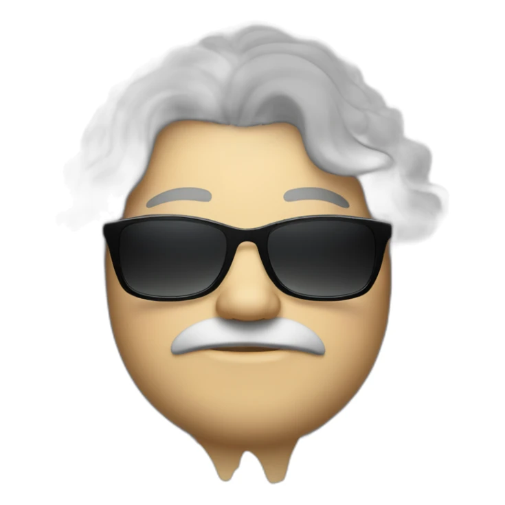 Fat white male with long curly black hair and sunglasses sticker