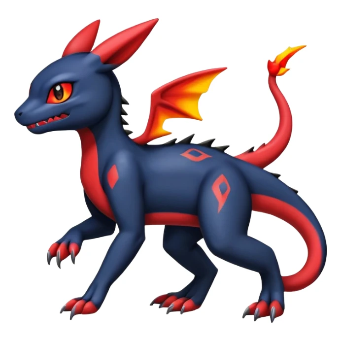 Cute Guilmon-Salandit-Umbreon-Fakémon-hybrid-creature (full body)  sticker
