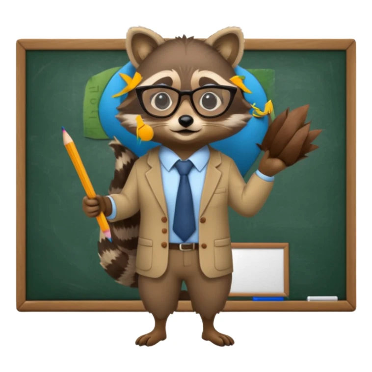 Racoon teacher full body near school board sticker