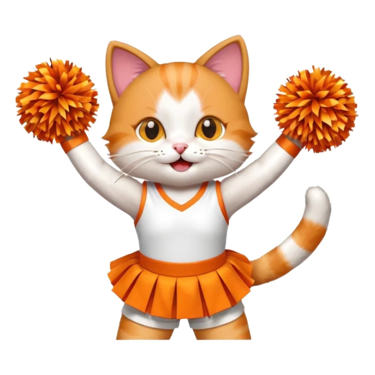 A cat in a tiny cheer outfit shaking pom-poms with bright enthusiasm. sticker