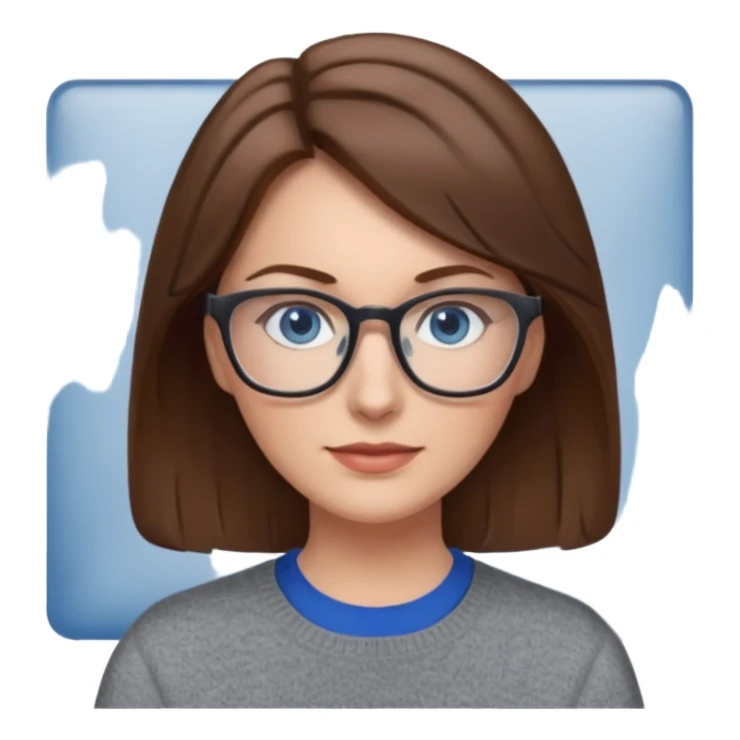 brown hair blue eyes glasses teacher female sticker