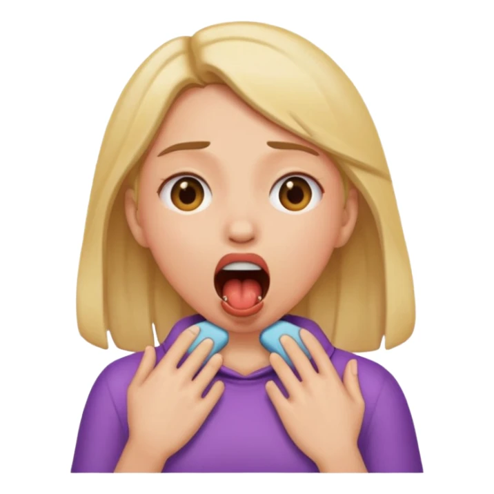make me an emoji with a girl chocking herself out with her mouth open  sticker