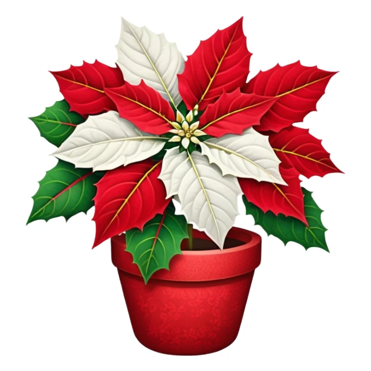 Red and white poinsettia sticker