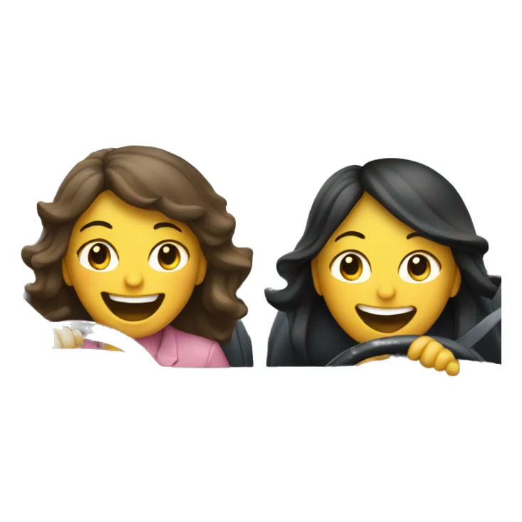 Two laughing girls driving car sticker