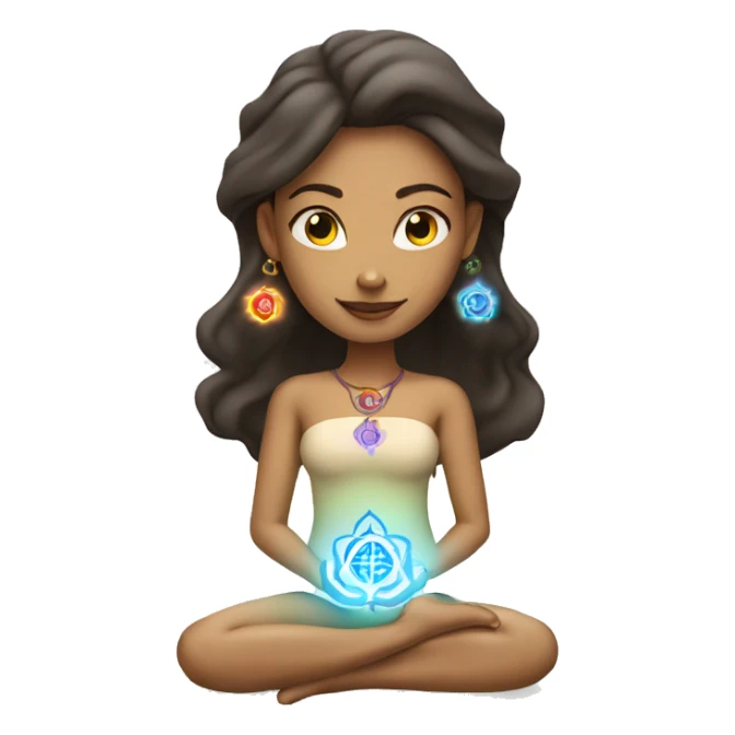 Light skin woman with 7 chakra symbols meditation  sticker