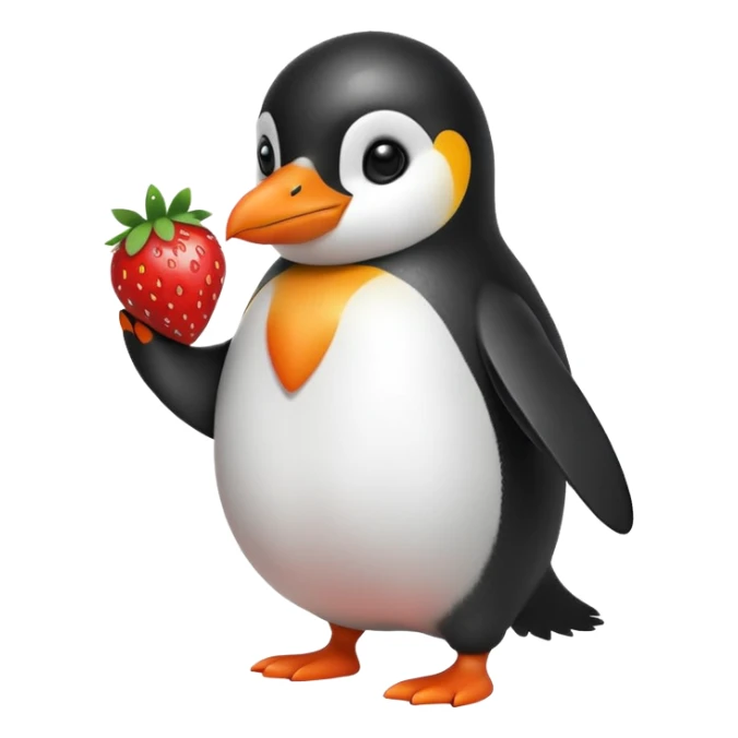 Penguin strawberry sticker