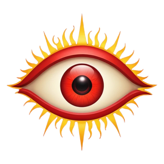 Occult eye symbol glowing red, protective ward, minimal esoteric design sticker
