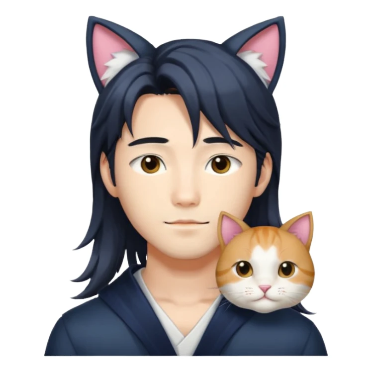  Korean Japanese Handsome Attractive Romantic Shoujo-Anime-style gentleMan with cat ears  and longer hair sticker