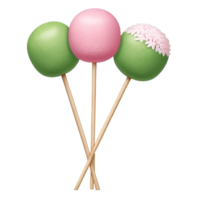 Traditional hanami dango with three colorful rice balls on a stick showing pink, white, and green colors sticker