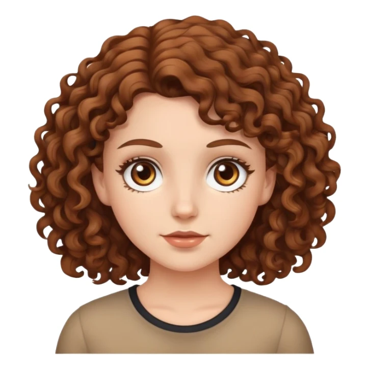 white girl with brown curly hair and brown eyes sticker