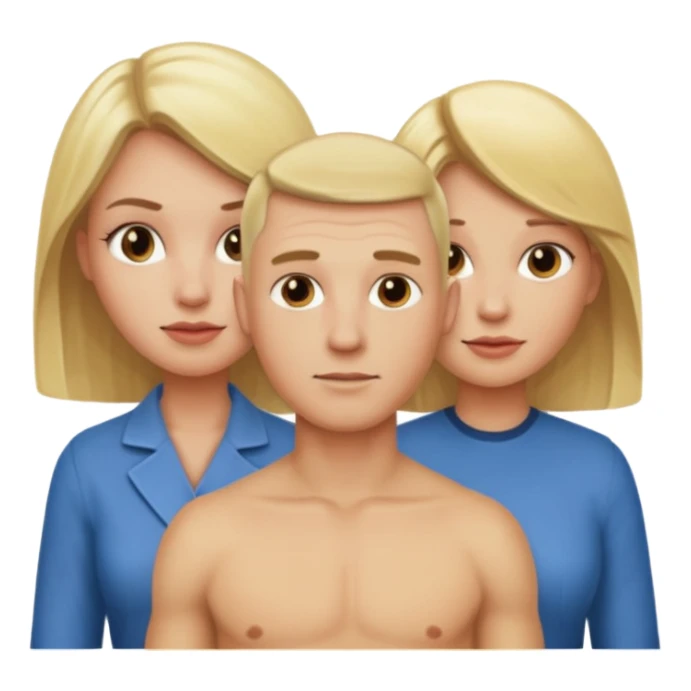 Two blonde women and a man with skin head  sticker