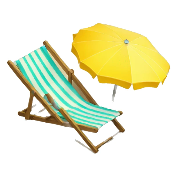  deckchair and yellow parasol at the beach sticker