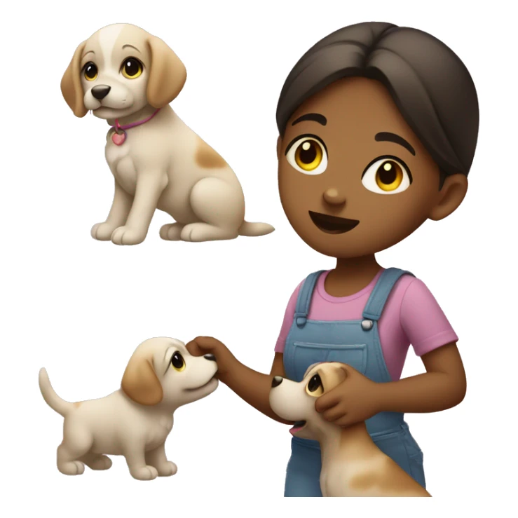 Cute girl haggling a puppy  sticker
