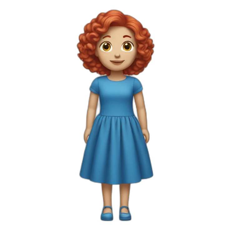 doll with red hair and blue dress sticker