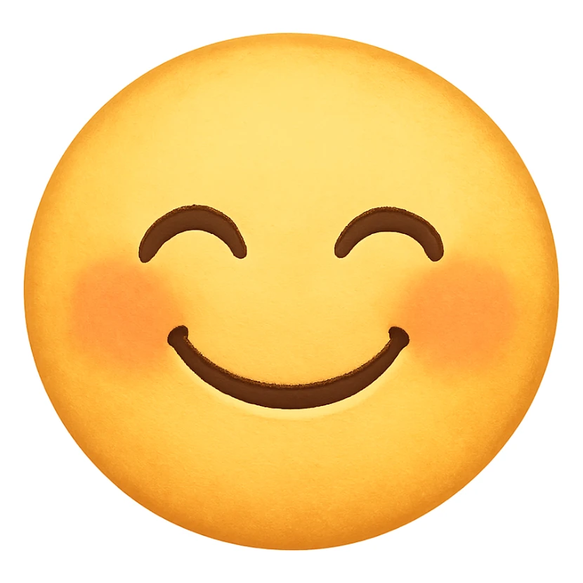 cute emoji, smiling with closed eyes, chubby cheeks, no background sticker