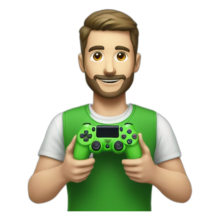 Homme avec manette ps4 verte sticker