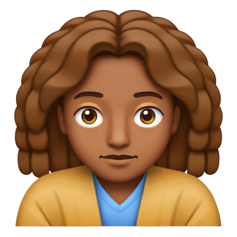 Brown skin Shrug emoji with locks sticker