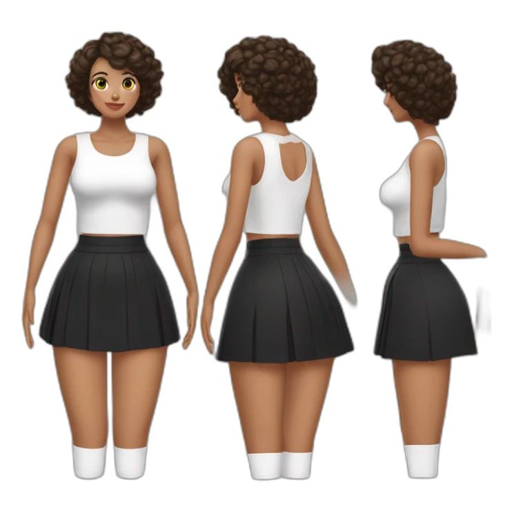 both sides full-body-back-view-curvy-фигуристка-black-lifted skirt white-knickers and long socks sticker
