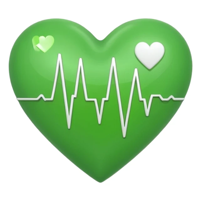 green heart with ECG heartbeat line sticker