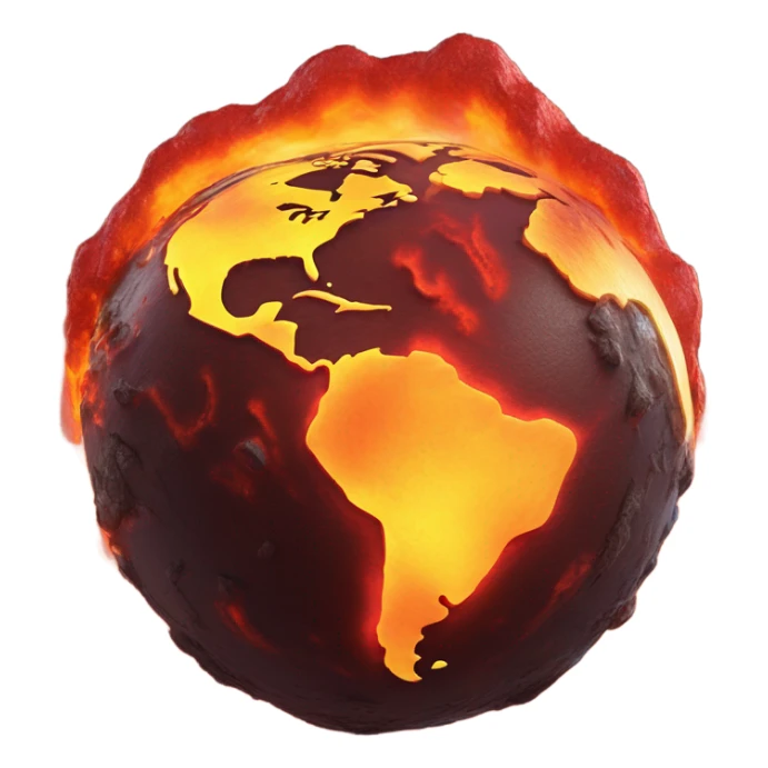 planet earth ball but apocaliptic filled with lava sticker