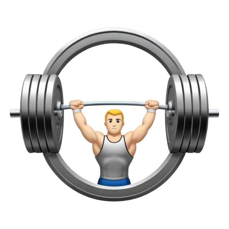 An emblem symbolizing weightlifting with a stylized barbell in the center, set against a simple, clean background. The barbell is prominent and sleek, with no athlete included. The design is bold, modern, and minimalistic sticker
