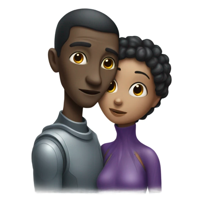 alien woman hugs man sticker