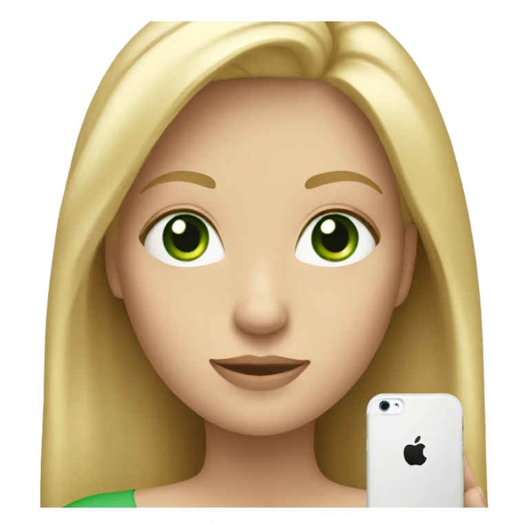 Long hair blonde with green eyes holding up iPhone sticker