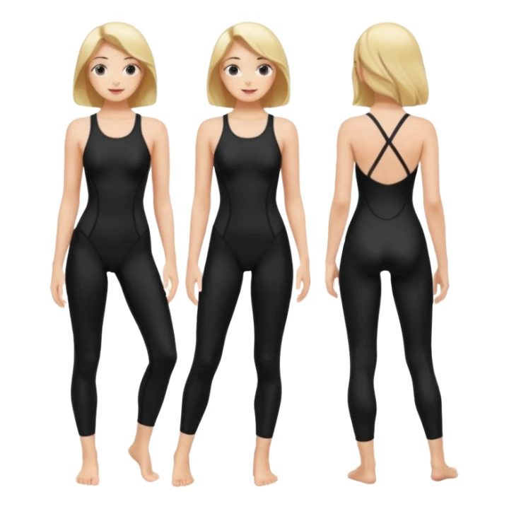 femme legging maillot de bain 1 pièce noir   sticker